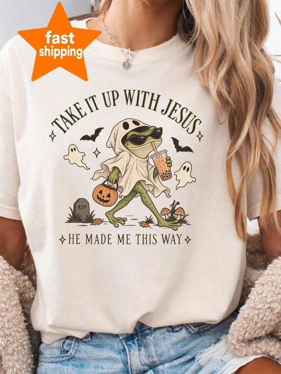 Anissa K Other - Funny Christian Frog Sweatshirt, Sarcastic Faith Gift, Grunge Frog Holding Tee